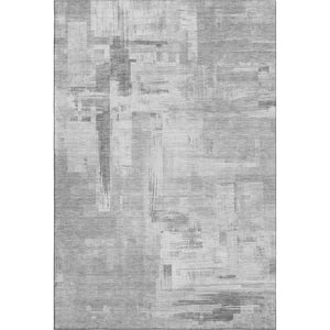 HomeRoots 9' X 12' Gray Silver & Charcoal Abstract Area Rug - Durable, Washable, UV-Protected for Modern Spaces 693077