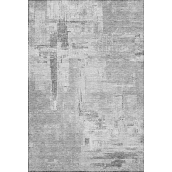 HomeRoots 9' X 12' Gray Silver & Charcoal Abstract Area Rug - Durable, Washable, UV-Protected for Modern Spaces 693077