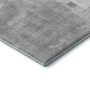 HomeRoots 9' X 12' Gray Silver & Charcoal Abstract Area Rug - Durable, Washable, UV-Protected for Modern Spaces 693077