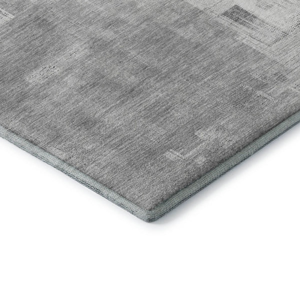 HomeRoots 9' X 12' Gray Silver & Charcoal Abstract Area Rug - Durable, Washable, UV-Protected for Modern Spaces 693077