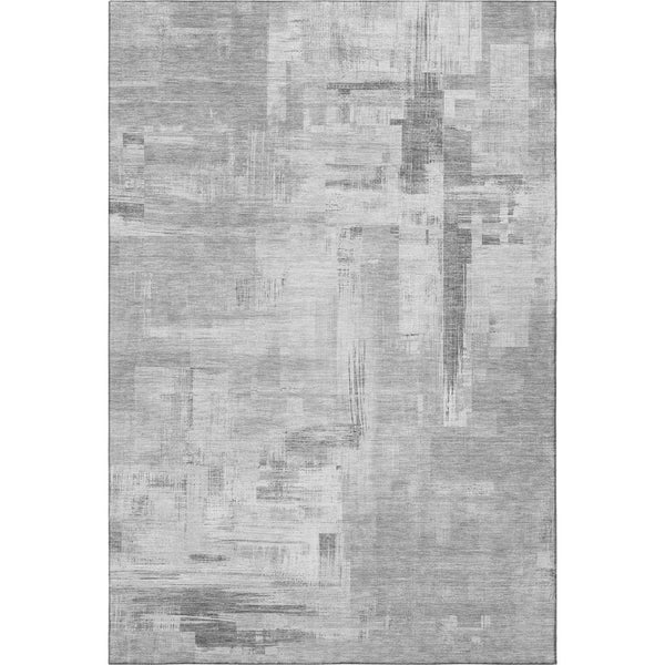HomeRoots 9' X 12' Gray Silver & Charcoal Abstract Area Rug - Durable, Washable, UV-Protected for Modern Spaces 693077