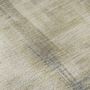 HomeRoots 8' X 8' Washable Ivory Beige and Gray Abstract Round Rug with UV Protection for Indoor and Outdoor Use 693081