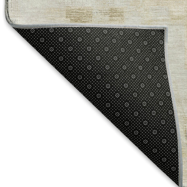 HomeRoots 8' Modern Abstract Ivory Beige and Gray Washable Area Rug with UV Protection for Busy Homes 693082