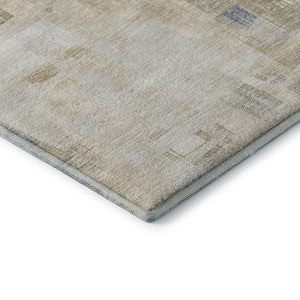 HomeRoots 8' Modern Abstract Ivory Beige and Gray Washable Area Rug with UV Protection for Busy Homes 693082