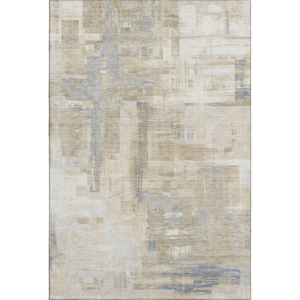 HomeRoots 9' X 12' Washable Ivory Beige Gray Abstract Area Rug with UV Protection for High-Traffic Spaces 693083