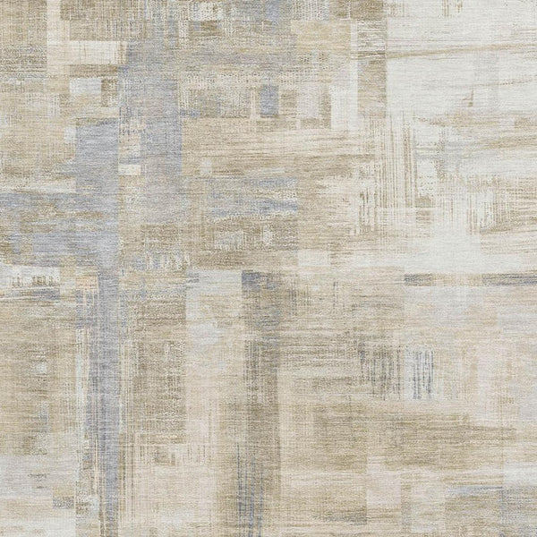HomeRoots 9' X 12' Washable Ivory Beige Gray Abstract Area Rug with UV Protection for High-Traffic Spaces 693083