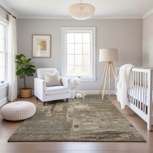 HomeRoots 5' X 8' Elegant Coffee Beige & Ivory Abstract Area Rug - Washable, UV Protected, Durable & Stylish! 693086