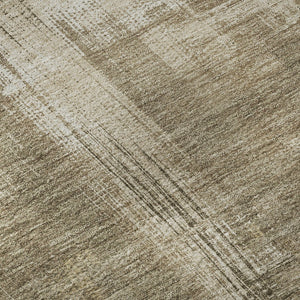 HomeRoots 8' X 8' Washable Coffee Beige & Ivory Abstract Round Rug with UV Protection for Modern Homes 693087