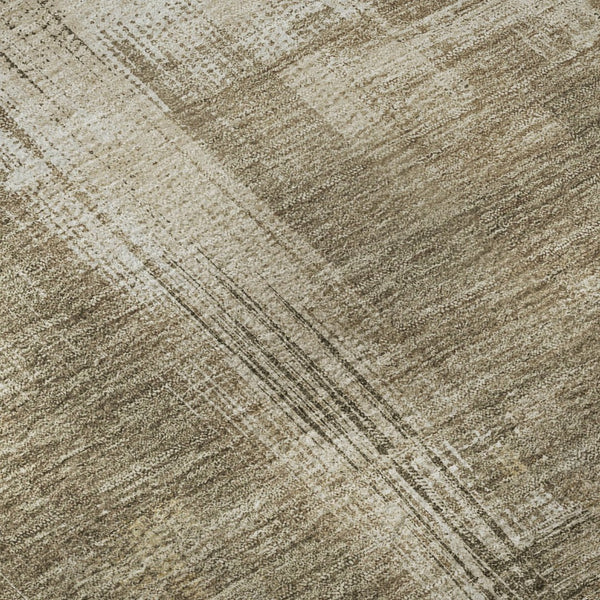 HomeRoots 8' X 8' Washable Coffee Beige & Ivory Abstract Round Rug with UV Protection for Modern Homes 693087