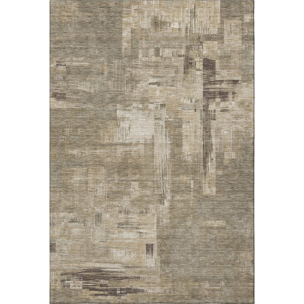 HomeRoots 8' Coffee Beige and Ivory Abstract Area Rug - Washable, UV Protected, Stain Resistant for High-Traffic Areas 693088