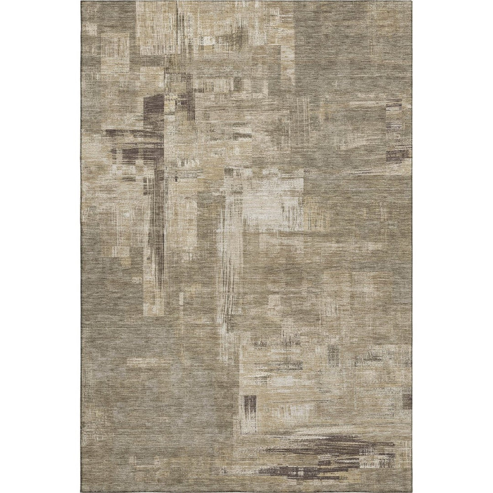HomeRoots 10' X 14' Coffee Beige & Ivory Abstract Washable Area Rug - UV Protected, Durable & Easy-Care Design 693090