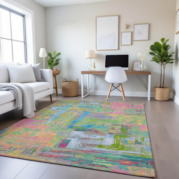 HomeRoots 9' X 12' Colorful Abstract Washable Area Rug – UV Protection, Stain-Resistant, Perfect for Homes 693095