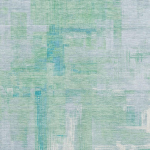 HomeRoots 5' X 8' Washable Sky Blue Ivory Teal Abstract Area Rug with UV Protection & Non-Slip Backing 693098