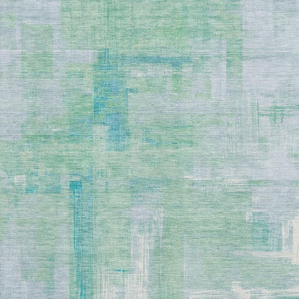 HomeRoots 5' X 8' Washable Sky Blue Ivory Teal Abstract Area Rug with UV Protection & Non-Slip Backing 693098