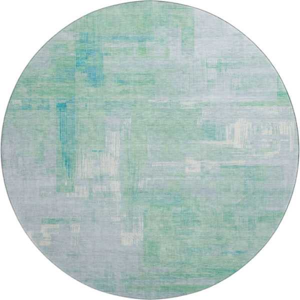HomeRoots 8' X 8' Stylish Sky Blue and Teal Abstract Washable Rug with UV Protection for Modern Spaces 693099