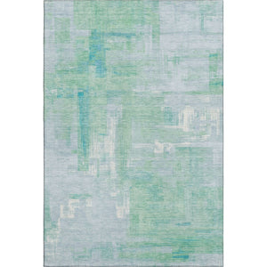HomeRoots 9' X 12' Contemporary Sky Blue, Ivory & Teal Abstract Area Rug – Washable & UV Protected for Durability 693101
