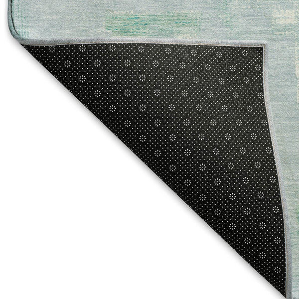 HomeRoots 9' X 12' Contemporary Sky Blue, Ivory & Teal Abstract Area Rug – Washable & UV Protected for Durability 693101