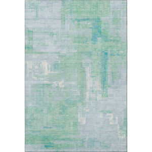 HomeRoots 9' X 12' Contemporary Sky Blue, Ivory & Teal Abstract Area Rug – Washable & UV Protected for Durability 693101