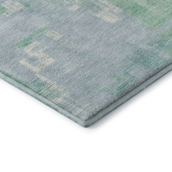 HomeRoots 10' X 14' Sky Blue, Ivory & Teal Abstract Washable Area Rug with UV Protection for Modern Spaces 693102