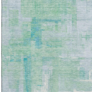 HomeRoots 10' X 14' Sky Blue, Ivory & Teal Abstract Washable Area Rug with UV Protection for Modern Spaces 693102