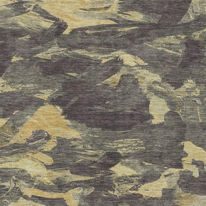 HomeRoots 5' X 8' Charcoal & Gold Abstract Area Rug - Durable, Washable, UV Protected, Non-Slip for Homes 693104