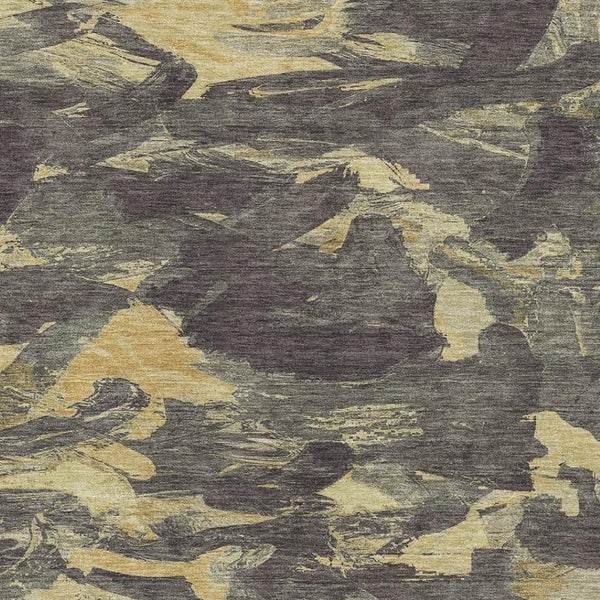 HomeRoots 5' X 8' Charcoal & Gold Abstract Area Rug - Durable, Washable, UV Protected, Non-Slip for Homes 693104