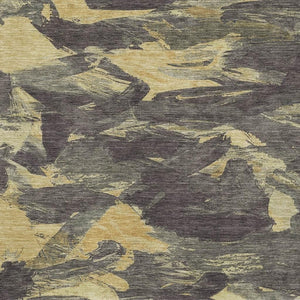 HomeRoots 8' Charcoal and Gold Abstract Area Rug - Washable, Stain-Resistant with UV Protection for High Traffic Spaces 693106