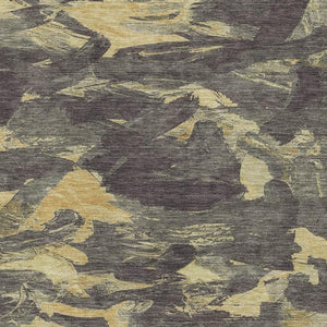 HomeRoots 9' X 12' Charcoal and Gold Abstract Washable Rug - Stylish, Durable, UV-Protected for Modern Homes 693107