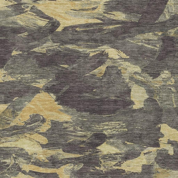 HomeRoots 9' X 12' Charcoal and Gold Abstract Washable Rug - Stylish, Durable, UV-Protected for Modern Homes 693107