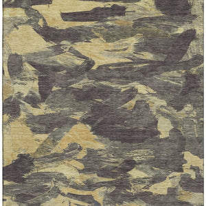 HomeRoots 10' Charcoal & Gold Abstract Area Rug - Stylish, Washable, UV-Protected, Perfect for Modern Homes! 693108