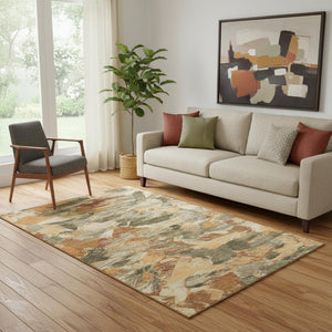 HomeRoots 5' X 8' Stylish Copper Gray & Taupe Abstract Area Rug – Washable, UV Protected, Durable Design! 693110