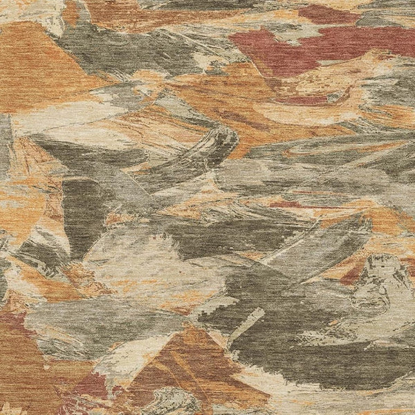 HomeRoots 8' Abstract Copper Gray & Taupe Washable Area Rug with UV Protection - Durable, Stylish & Easy Care! 693112
