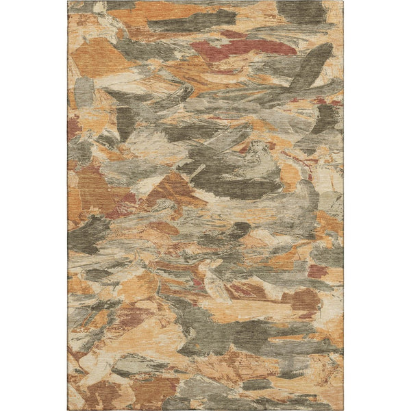 HomeRoots 9' X 12' Stylish Copper Gray & Taupe Abstract Washable Area Rug with UV Protection for Homes 693113
