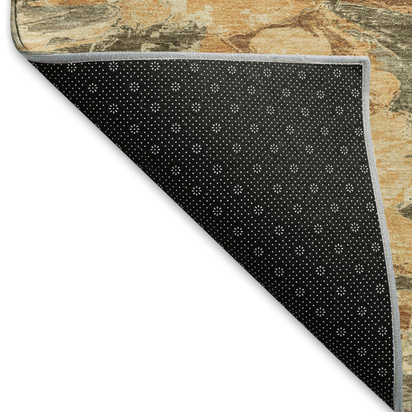 HomeRoots 9' X 12' Stylish Copper Gray & Taupe Abstract Washable Area Rug with UV Protection for Homes 693113