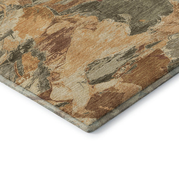 HomeRoots 9' X 12' Stylish Copper Gray & Taupe Abstract Washable Area Rug with UV Protection for Homes 693113