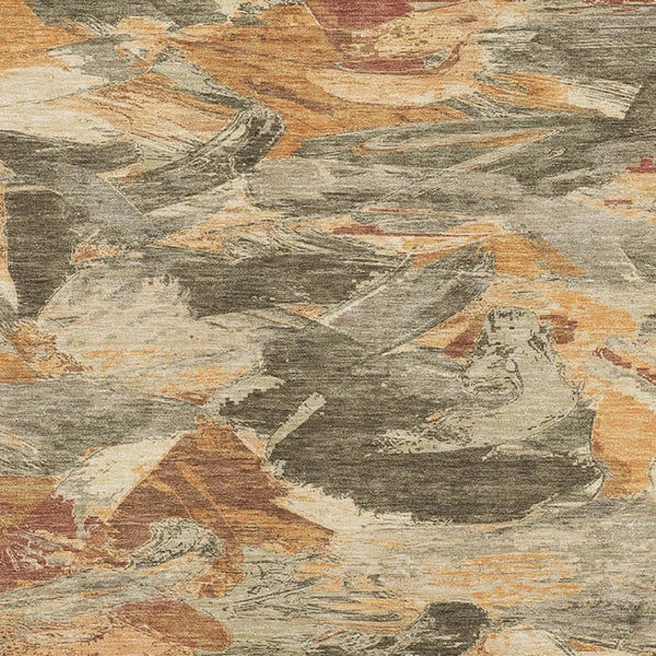 HomeRoots 9' X 12' Stylish Copper Gray & Taupe Abstract Washable Area Rug with UV Protection for Homes 693113