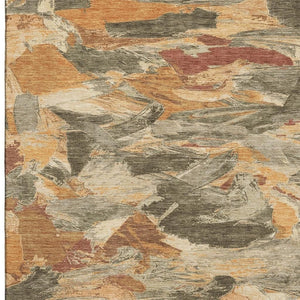 HomeRoots 9' X 12' Stylish Copper Gray & Taupe Abstract Washable Area Rug with UV Protection for Homes 693113
