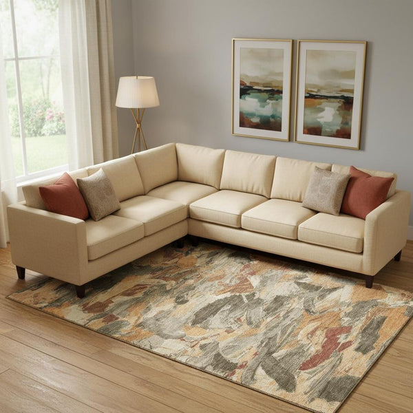HomeRoots 10' Copper Gray & Taupe Abstract Washable Area Rug - Durable, UV-Protected, Easy-Care for Homes 693114