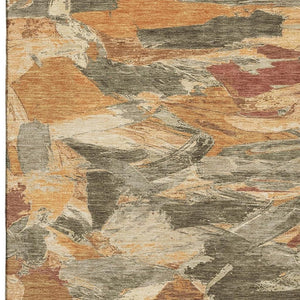 HomeRoots 10' Copper Gray & Taupe Abstract Washable Area Rug - Durable, UV-Protected, Easy-Care for Homes 693114