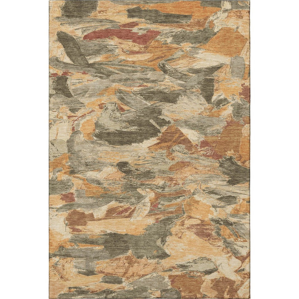 HomeRoots 10' Copper Gray & Taupe Abstract Washable Area Rug - Durable, UV-Protected, Easy-Care for Homes 693114