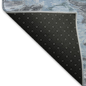 HomeRoots 5' X 8' Washable Denim Blue Gray Silver Abstract Area Rug - Durable, Stylish, UV Protected Design 693116
