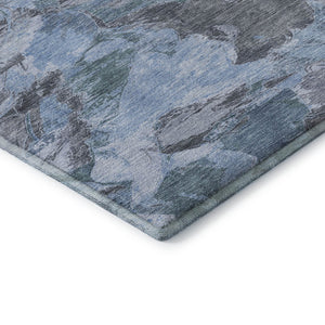 HomeRoots 5' X 8' Washable Denim Blue Gray Silver Abstract Area Rug - Durable, Stylish, UV Protected Design 693116
