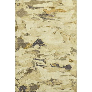HomeRoots 9' X 12' Gold Beige & Wheat Abstract Area Rug - Washable, Stain Resistant, UV Protected & Durable 693125