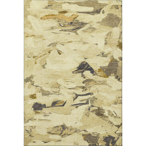 HomeRoots 9' X 12' Gold Beige & Wheat Abstract Area Rug - Washable, Stain Resistant, UV Protected & Durable 693125