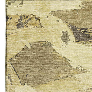 HomeRoots 10' X 14' Washable Gold Beige Abstract Area Rug - Durable, UV Protected, Perfect for High-Traffic Spaces! 693126