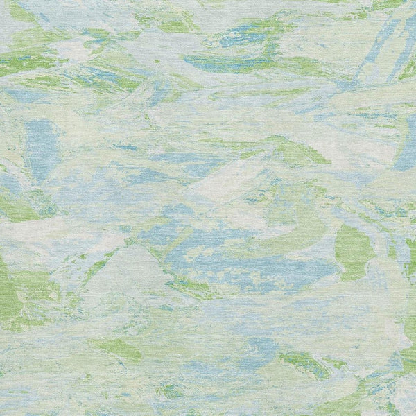 HomeRoots 5' X 8' Washable Mint Green, Sky Blue & Ivory Abstract Area Rug with UV Protection for Homes 693128