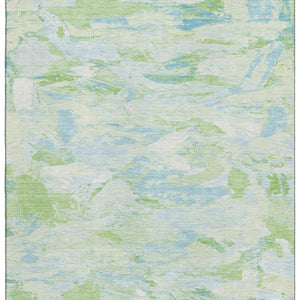 HomeRoots 8' Contemporary Mint Green, Sky Blue & Ivory Abstract Area Rug - Washable & UV Resistant for Durability 693130