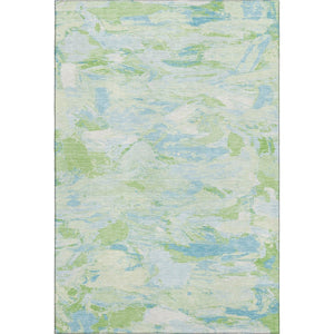 HomeRoots 9' X 12' Abstract Washable Area Rug in Mint Green & Sky Blue - Durable, UV-Protected & Stylish! 693131