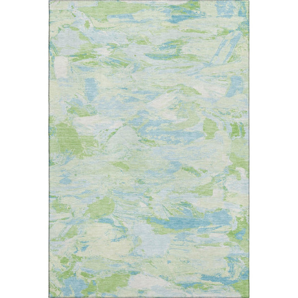 HomeRoots 9' X 12' Abstract Washable Area Rug in Mint Green & Sky Blue - Durable, UV-Protected & Stylish! 693131