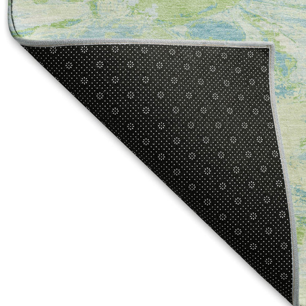 HomeRoots 9' X 12' Abstract Washable Area Rug in Mint Green & Sky Blue - Durable, UV-Protected & Stylish! 693131